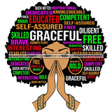 Afro Woman Praying Hair Life Quotes Strong Independent Educated Melanin SVG Cutting Files