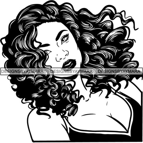 Beautiful Afro Woman Unique Designs In Black and White SVG Cutting Files For Silhouette Cricut and More