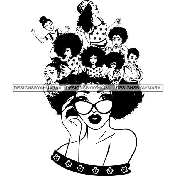 Afro Nubian Melanin Popping Kinky Hair Beautiful African American Woman SVG Cutting Files