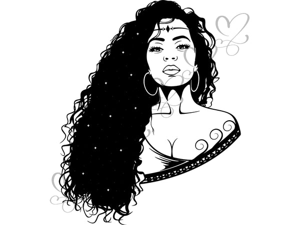 Afro Beautiful Black Woman SVG African American Ethnicity Afro Puffy Hairstyle Beauty Salon Queen Diva Classy Lady  Beautiful People Beauty Salon Princess