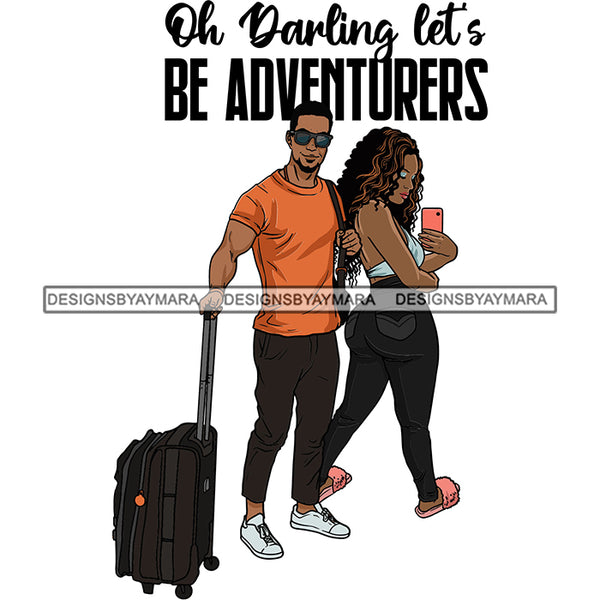Couple Adventure Getaway Married Loving Couple Travelling Africa Illustration SVG JPG PNG Vector Clipart Cricut Silhouette Cut Cutting