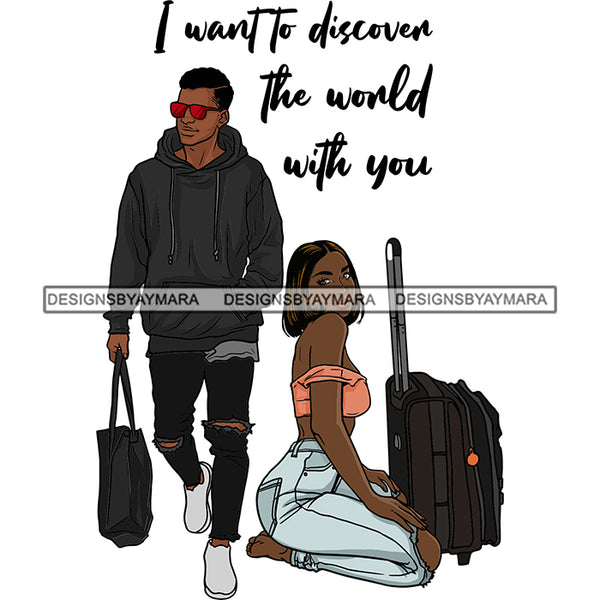 Couple Adventure Getaway Married Loving Couple Safari Trip Illustration SVG JPG PNG Vector Clipart Cricut Silhouette Cut Cutting