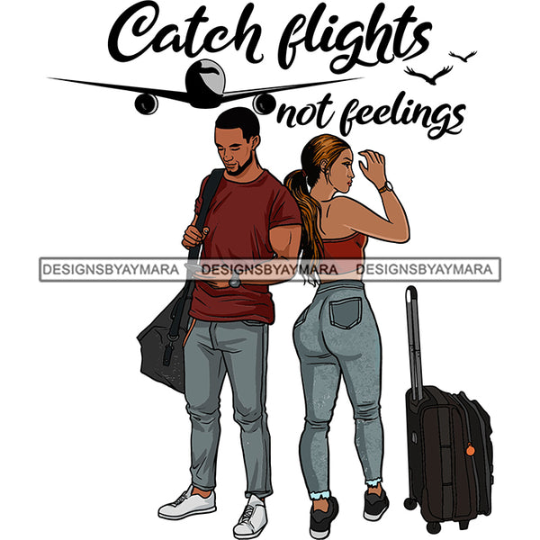 Couple Adventure Getaway Friends Airplane Vacation Trip Journey Illustration SVG JPG PNG Vector Clipart Cricut Silhouette Cut Cutting