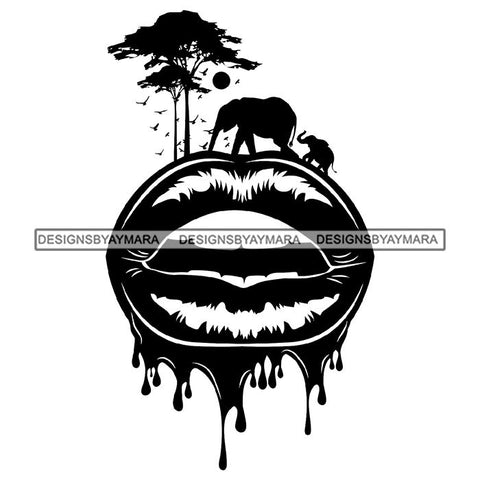 Sensual African Artwork Lips Proud Roots Safari Savanna Africa Continent Exotic Environment  SVG Files For Cutting and More!