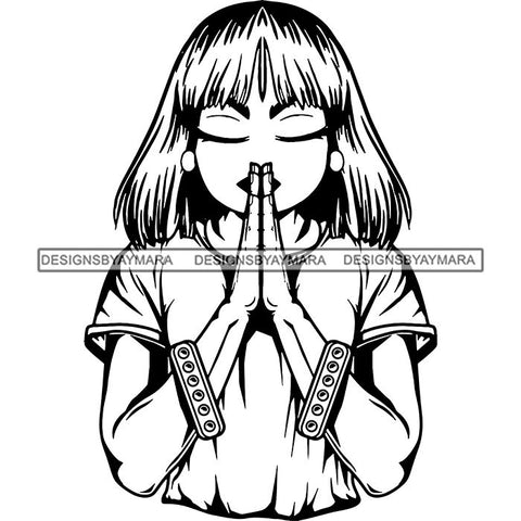 Afro Lola Praying God Lord Prayers In God We Trust .SVG Clipart Cutting Files For Silhouette and Cricut and More!