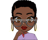 Beautiful Lili Wearing Reading Glasses Short Hairstyle Cartoon Style SVG PNG JPG Print Cricut Cut Cutting Designs