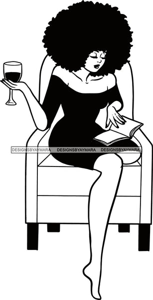 Woman Reading A Book Education Smart Classy Lady Drinking Coffee Wine .SVG Cutting Files For Silhouette Cricut and More!