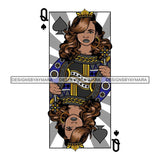 Afro Queen Lola Ace Casino Design Blackjack Poker Gambling Crown Royal SVG Cutting Files For Silhouette Cricut and More!