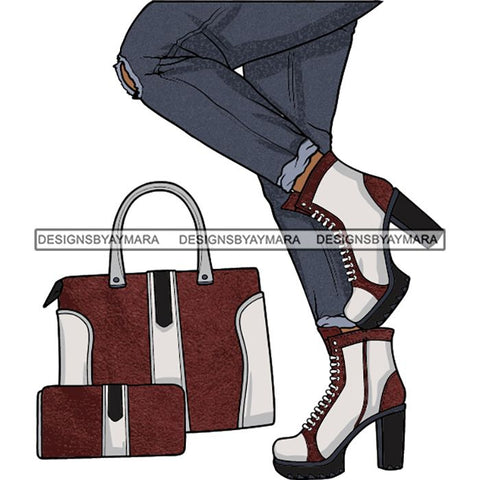 Purse Bag Shoes High Heels Glamour Luxury Fashion Shine SVG Clipart Vector Cutting Files