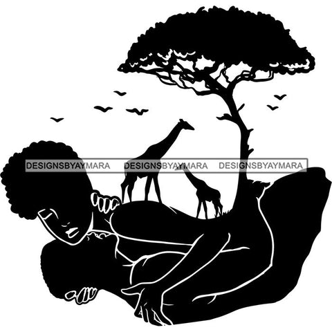 Sensual African Silhouette Goddess Safari Africa Nature Exotic Culture SVG Cutting Files.