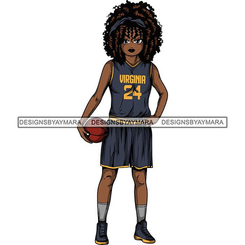 Afro Lola Basketball Player Sport Woman SVG Clipart Vector Cutting Cut Files
