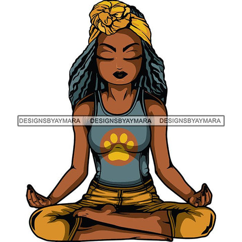 Afro Lola Meditating Yoga Relaxing .SVG Cutting Files For Silhouette Cricut and More!