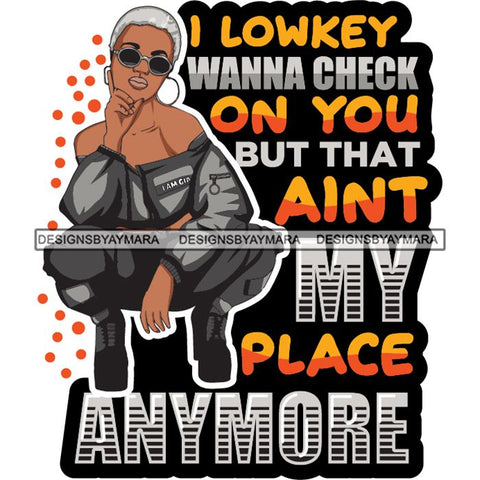 Afro Lola Squatting Bad Ass Life Quotes Confident Lady .SVG Clipart Vector Cutting Files