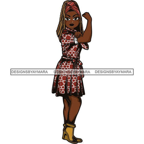 Afro Strong Lola Flexing We Can Do It Woman Power .SVG Cutting Files For Silhouette Cricut and More!