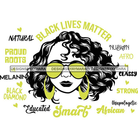 Afro Lola Boss Lady Black Lives Matter Quotes Dope Diva Glamour Wearing Glasses Accesories .SVG Cut Files
