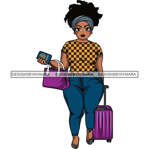 Afro Thick Curvy Lola Trip Vacation Mode Getaway .SVG Cutting Files For Silhouette and Cricut and More!