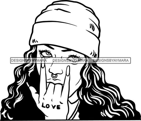 Ghetto Woman Face American Gangster Urban Swag Hip Hop Girl .SVG Cutting Files For Silhouette Cricut and More!