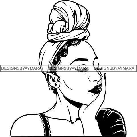 Beautiful Woman Turban Head Wrap Hairstyle SVG Files For Cutting and More!