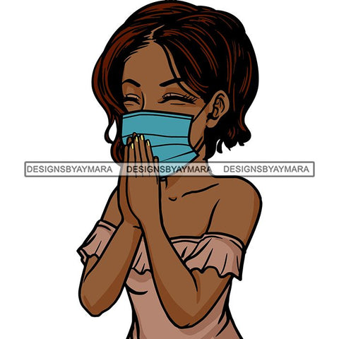 Black Woman Praying God Quotes Face Mask Begging Prayers Save Life Mujer Orando a Dios SVG Vector Clipart Cutting Files