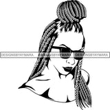 Afro Woman Braids Dreads Dreadlocks Hairstyle SVG Cut Files For Silhouette and Cricut