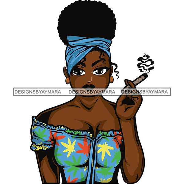 Afro Lola Smoking Pot Weed Joint Blunt Cannabis Marijuana SVG Cutting Files