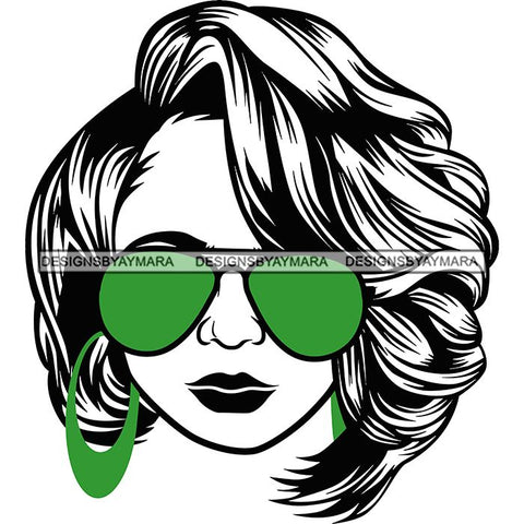 Afro Lola Boss Lady Dope Diva Glamour Wearing Glasses Accesories .SVG Cut Files