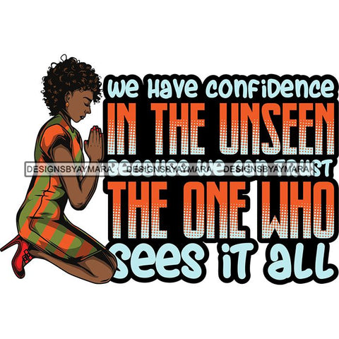 Afro Lola Kneeling Praying God Lord Faith Quotes .SVG Vector Clipart Cutting Files For Silhouette Cricut and More!