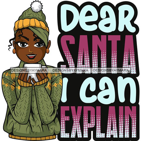 Afro Lola Christmas Hot Coffee Winter Santa Quotes .SVG Cutting Files For Silhouette and Cricut and More!