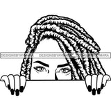 Afro Woman Peeking Peek-a-Boo I see You Melanin Pretty Half Face PNG File For Print Not For Cutting