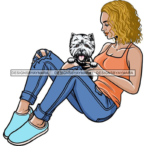 Beautiful Woman Dod Breed West Highland White Terrier Pet Animal Best Friend Mascot Goddess SVG Cutting Files