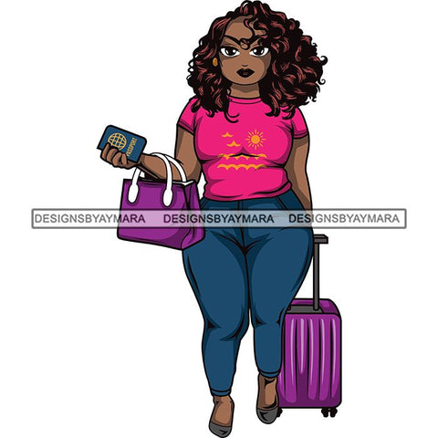 Afro Thick Curvy Lola Trip Vacation Mode Getaway .SVG Cutting Files For Silhouette and Cricut and More!