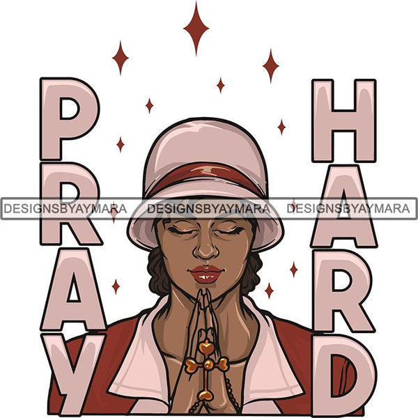 Afro Woman Praying God Lord Faith SVG Cutting Files For Silhouette Cricut and More