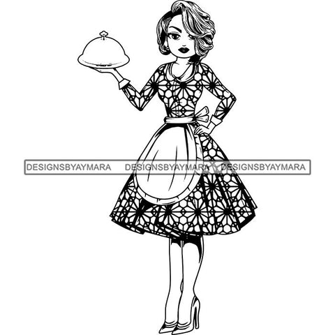 Afro Chef Lola Cooker Cooking Culinary Profession .SVG Clipart Vector Cutting Files For Circuit Silhouette Cricut and More!