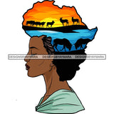 Safari Goddess Africa Continent African American Woman Savanna Animals Hair SVG Cutting Files.