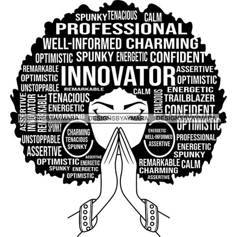 Afro Woman Praying Hair Quotes Educated Smart Queen SVG Cutting Vector Files Cricut Silhouette Best Price!