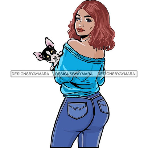 Beautiful Woman Dod Breed Chihuahua Pet Animal Best Friend Mascot Goddess SVG Cutting Files