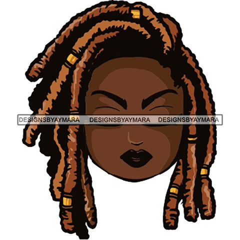 Afro Lola Cute Closed Up Face Eyes Close Meditation .SVG Clipart Vector Cutting Files
