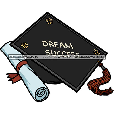 Graduation Achievement Hard Work Diploma Success Robe Cap Certificate College SVG Cutting Files