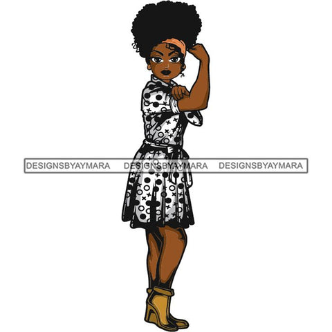 Afro Strong Lola Flexing We Can Do It Woman Power .SVG Cutting Files For Silhouette Cricut and More!