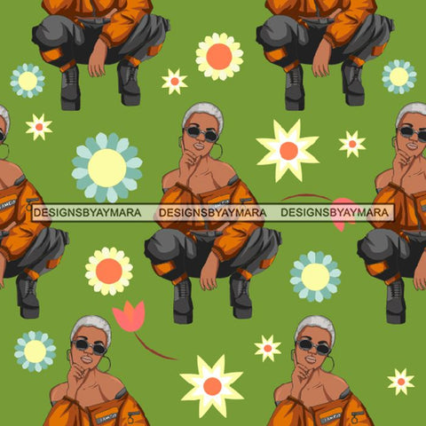 Fashion Lady Seamless Pattern Abstract Decorative Background Vector Designs SVG Files For Cutting and More!