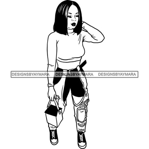 Fashion Woman Model Posing Summer Outfit Vogue Goddess Glamour Trendy Clothing Vector SVG Cutting Files