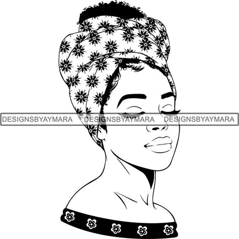 Beautiful Woman Turban Head Wrap Hairstyle SVG Files For Cutting and More!