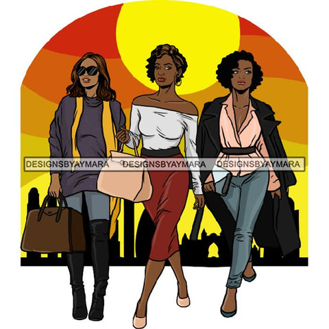 Friends Hanging Out Together Shopping Traveling Vacation Fun Buddy Sisters Girlfriends Women SVG Cutting Files