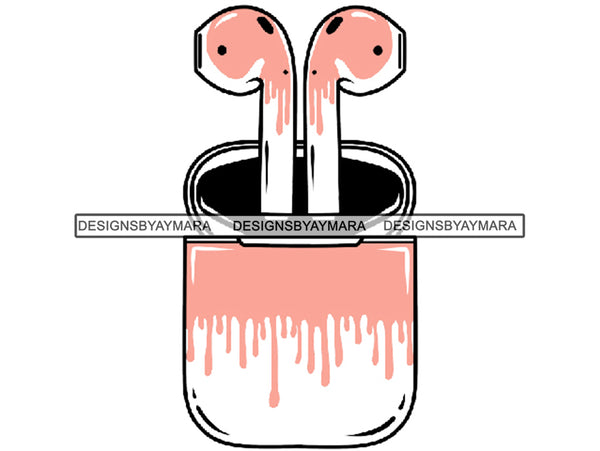 Air pods Airtight Box Electronics Headphones In-ear Intelligent Mobile Phone Wireless Technology .SVG .EPS .PNG Vector Clipart Digital Download