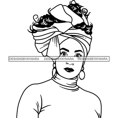 Afro Lady Black Goddess Melanin Turban Head-wrap Dark Latina Morena SVG Files For Cutting and More!