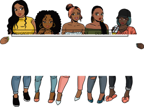 Group Of Women Holding Banner Sign Logo Business Advertising Melanin Hot Seller .SVG Cut Files For Silhouette Cricut and More!