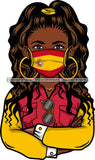 Afro Lola Wearing Face Mask Flags Spain Country Proud Roots Virus SVG Cutting Files For Silhouette Cricut and More!