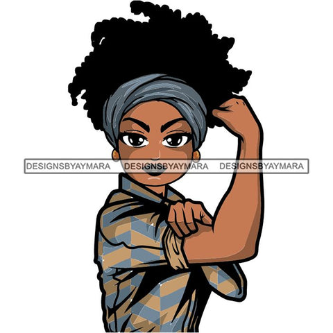 Afro Strong Lola Flexing We Can Do It Woman Power .SVG Cutting Files For Silhouette Cricut and More!