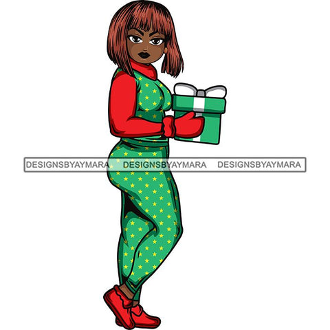 Afro Lola Christmas Winter Pajamas Gift .SVG Cutting Files For Silhouette and Cricut and More!