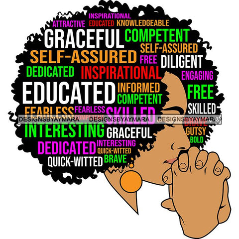 Afro Succesful Woman Hair Quotes Black Lives Matter Proud Roots Nubian Melanin SVG Cut Files